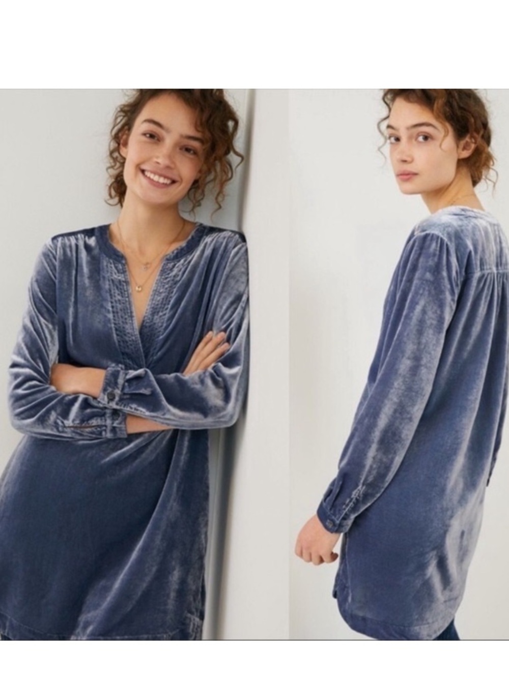 Anthropologie Melody Velvet Tunic Dress crushed‎ extra small